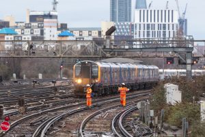 A stock image of workers on the railway near Clapham Junction